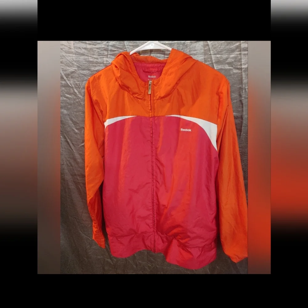 Reebok windbreaker pink and orange size xlarge